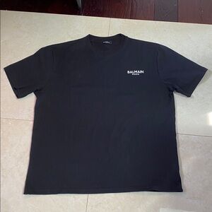 Men’s Black Cotton Balmain Paris Shirt Sleeved Shirt XXL Made in France